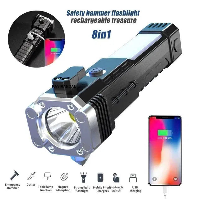 8 in 1 Portable Rechargeable LED Flashlight